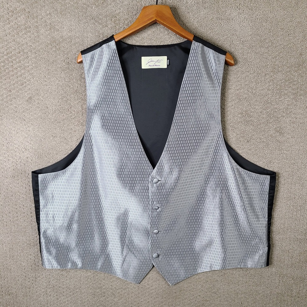 Jean Yves Paris Pour L'Homme Vest Mens XXXL 3XL Silver Black Formal Tuxedo